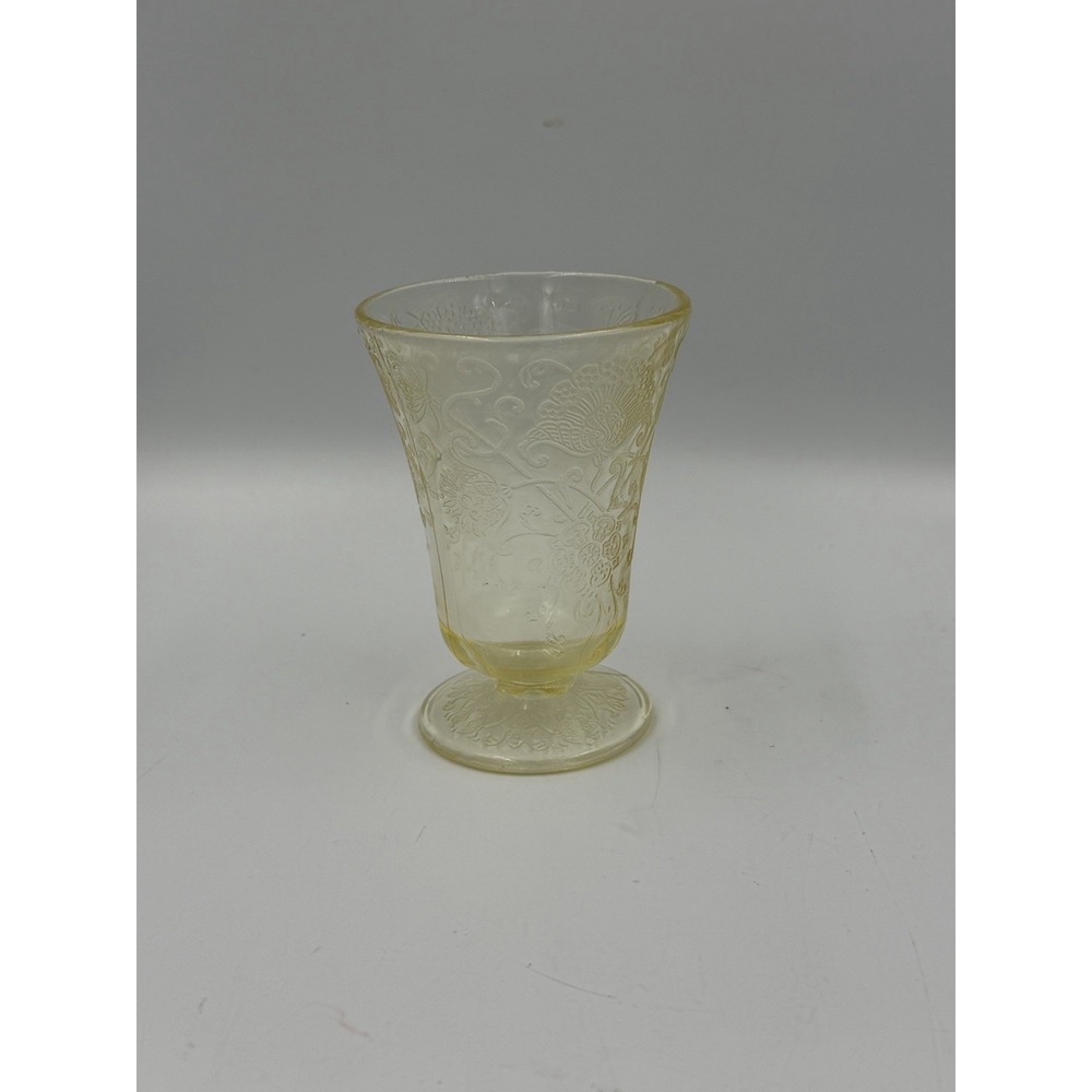 vintage Hazel Atlas Florentine No. 2 (Poppy) Yellow Depression Indiana glass